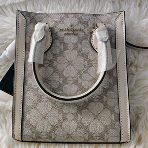 🤩Kate Spade Dark Beige and Cream Signature Spade Flower Mini Tote NWT🤩
